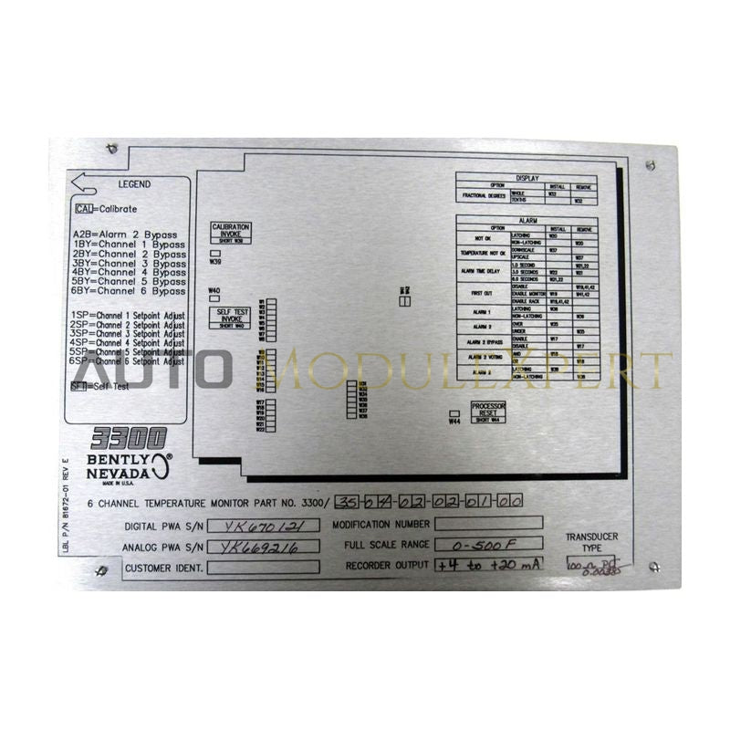 RTD Temperature Monitor Bently Nevada 3300/35
